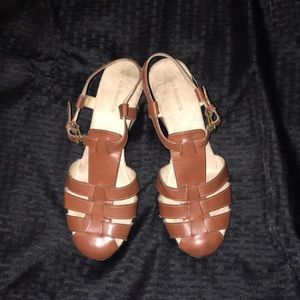 Bass leather and cork wedges